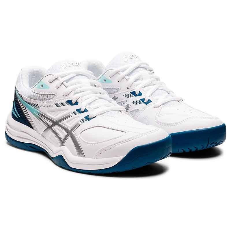Asics Court Slide 2 Blanco Azul para Mujer | Totalsport.es TALLA CALZADO 40  Color Blanco Deporte Indoor Genero MUJER